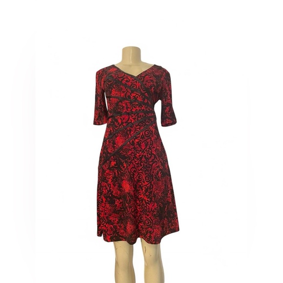 Connected Apparel Red and Black Fit and Flare Midi Dress - www.joarbit.com Connected Apparel Red and Black Fit and Flare Midi Dress - www.joarbit.com